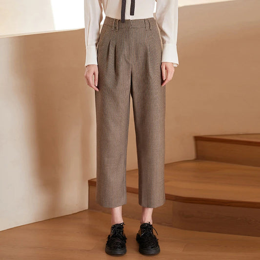 Brand Clothing Business Wool Houndstooth Formal Long Woolen Office Pants