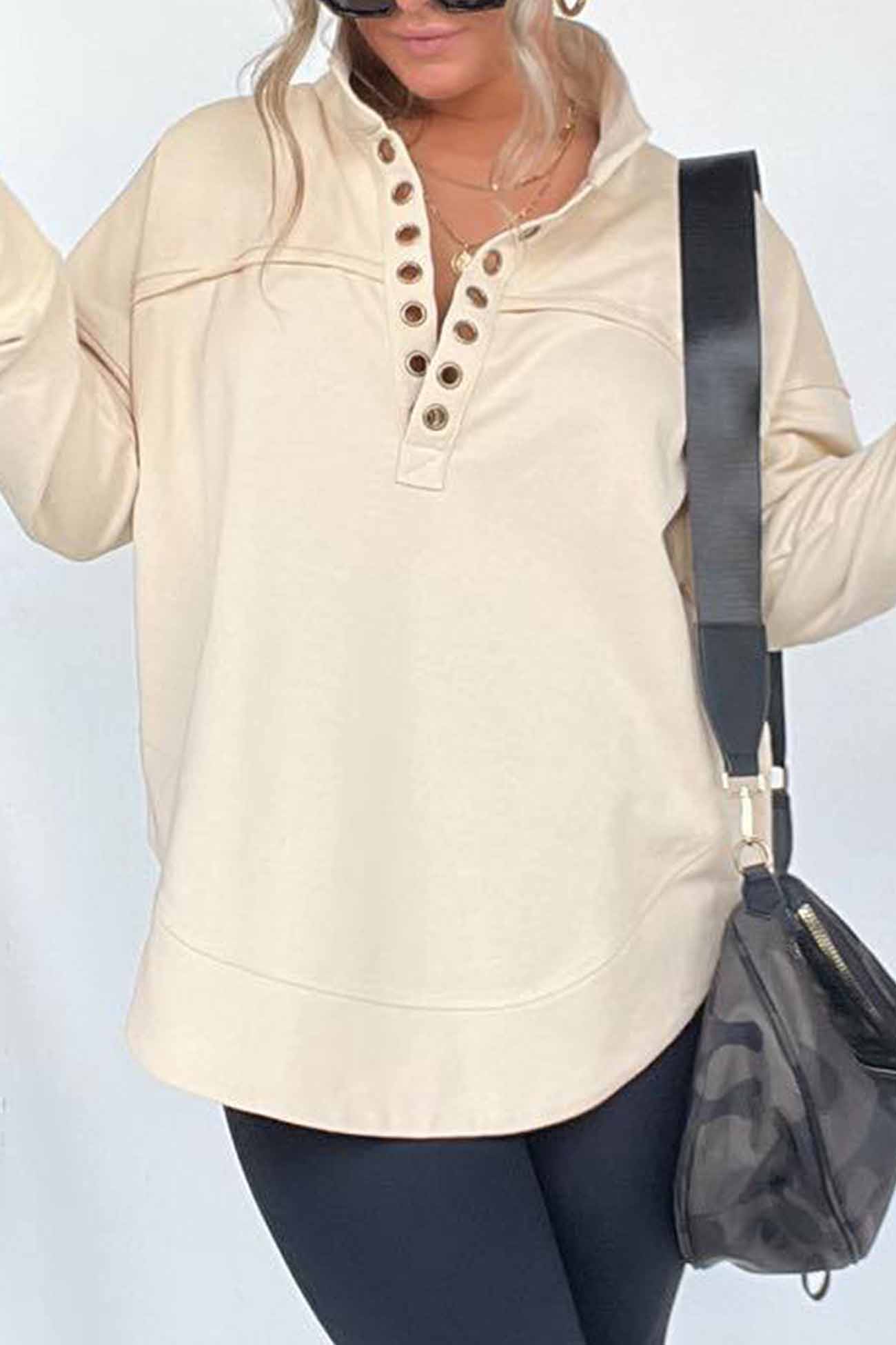 Button Up Long Sleeve Sweatshirt