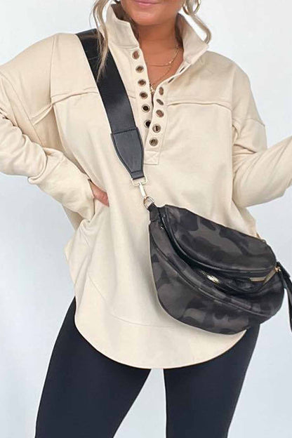Button Up Long Sleeve Sweatshirt