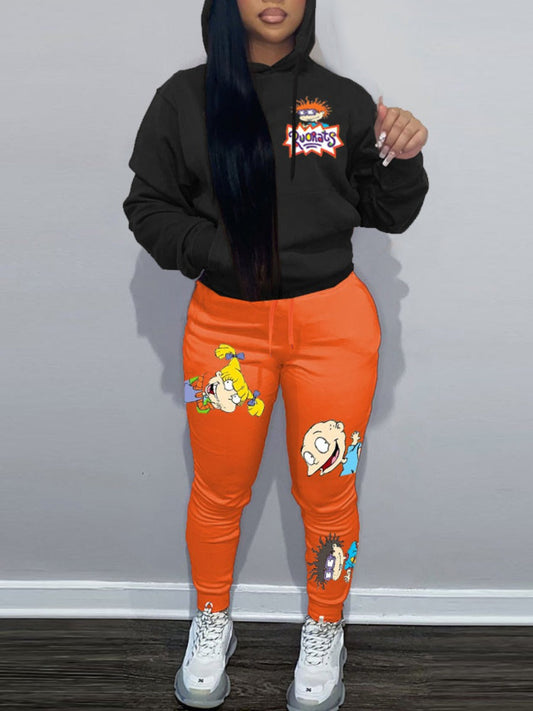 Cartoon Letter Print Drawstring Sweatpants At9018
