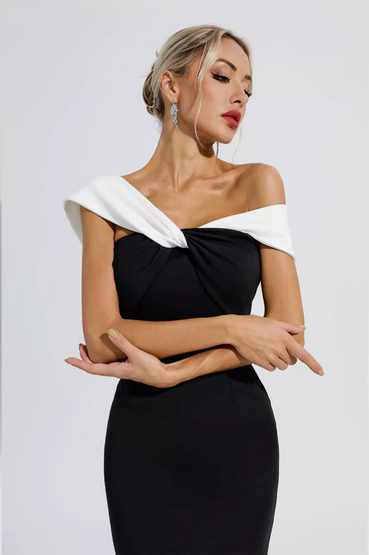 Kaitlyn Black Off-shoulder Mermaid Maxi Dress