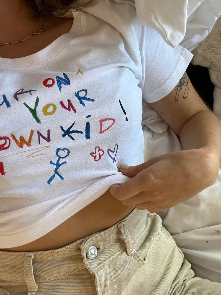 Letter Print Crop Top T-shirt