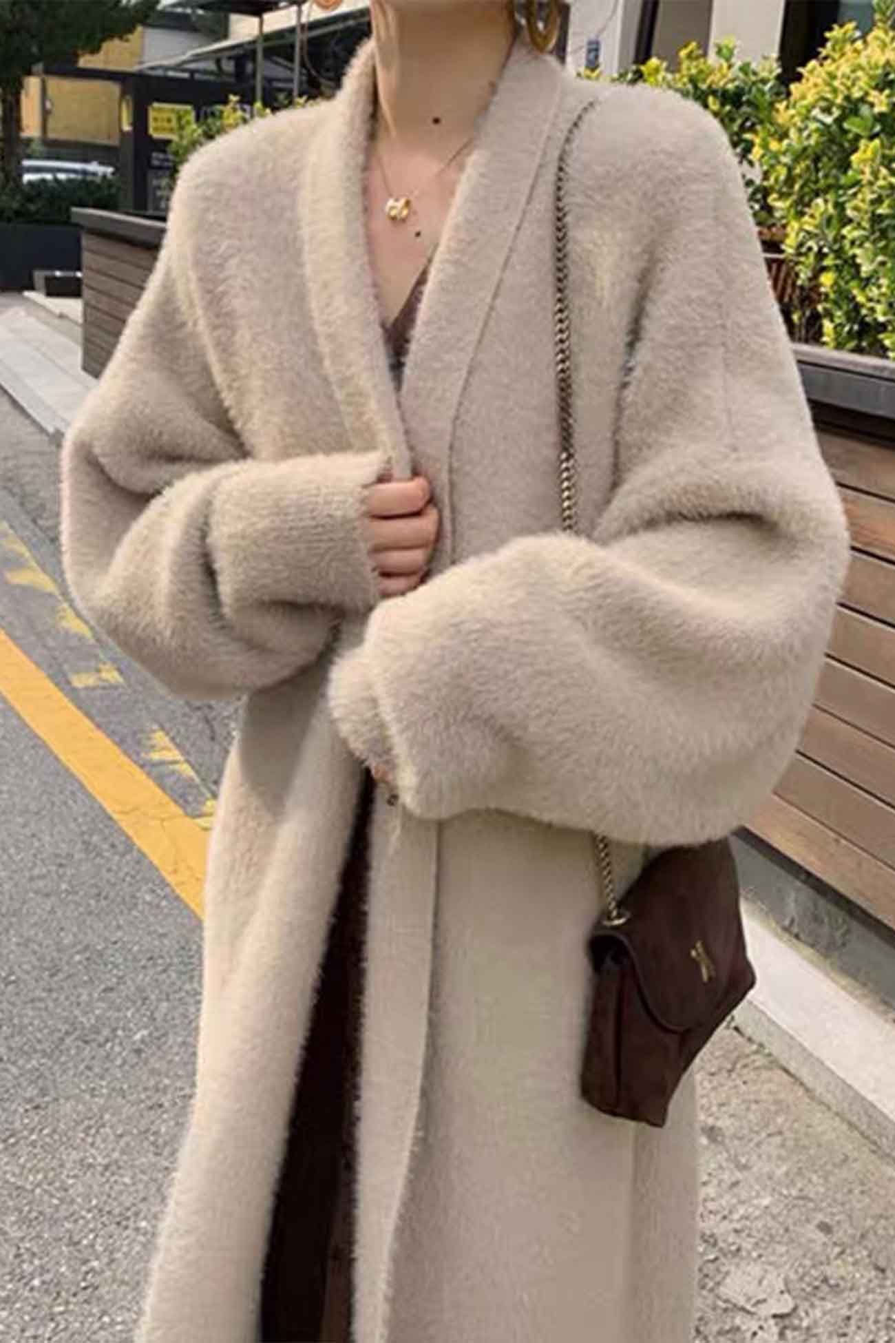 Color Fuzzy Long Cardigan