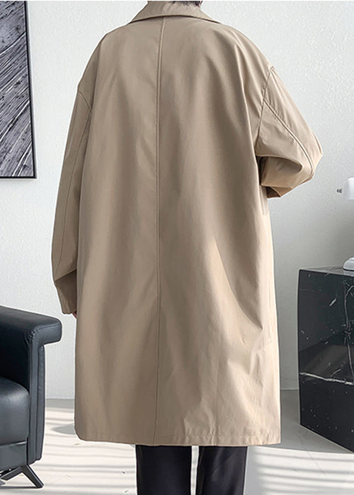 Khaki Button Oversized Cotton Coats Peter Pan Collar Spring Yq006