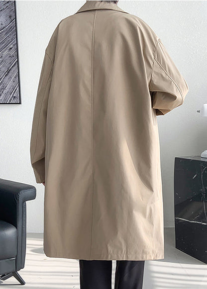 Khaki Button Oversized Cotton Coats Peter Pan Collar Spring Yq006
