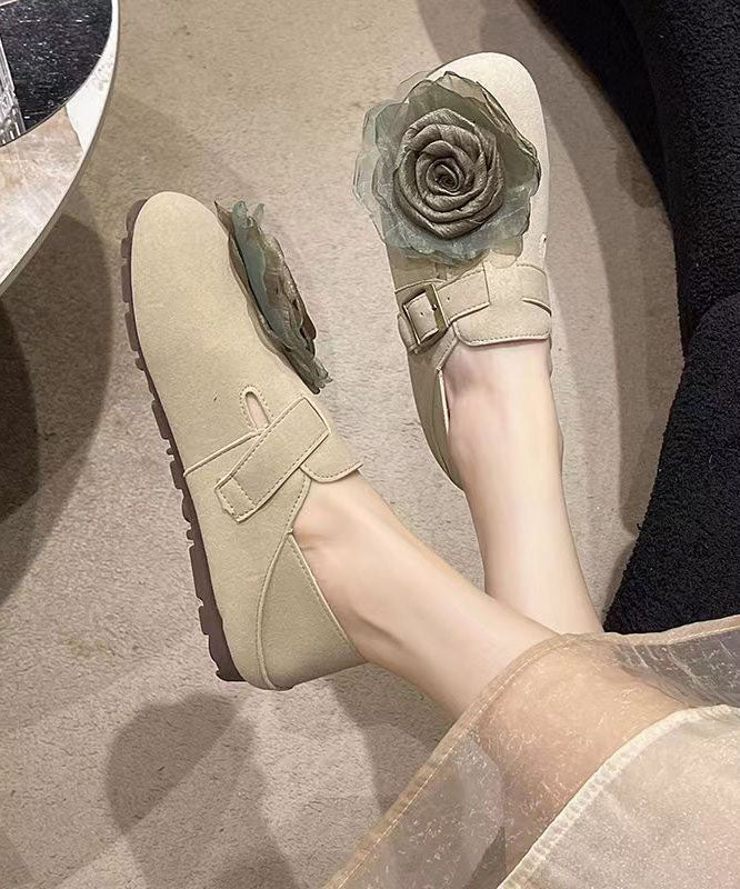 Khaki Faux Leather Soft Splicing Flat Shoes for Dd1065