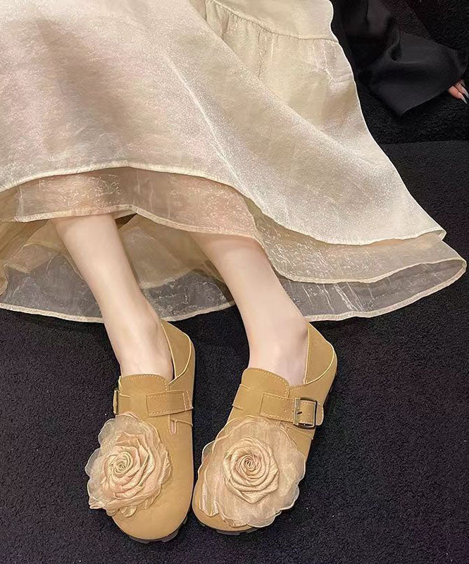 Khaki Faux Leather Soft Splicing Flat Shoes for Dd1065