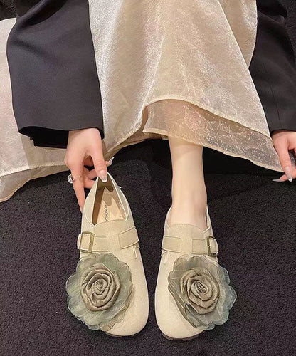 Khaki Faux Leather Soft Splicing Flat Shoes for Dd1065