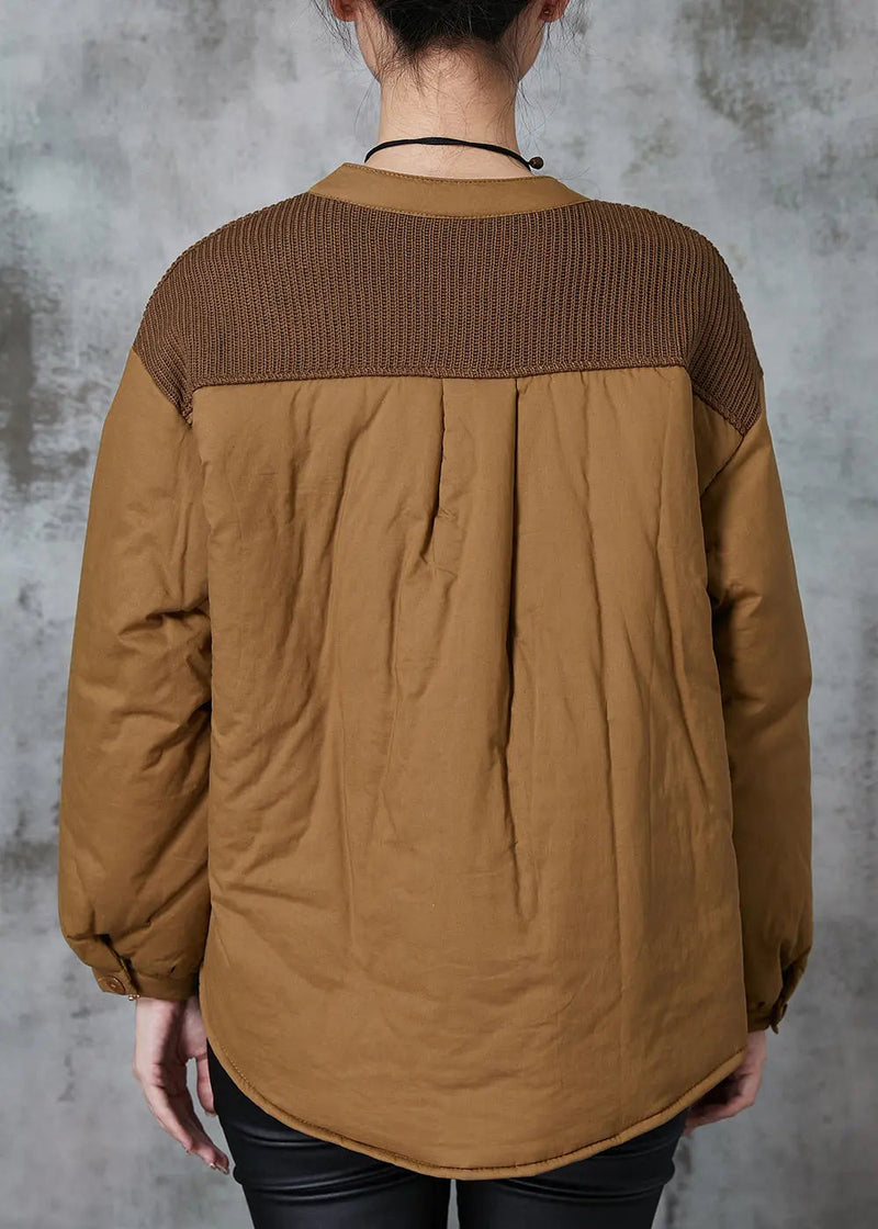 Khaki Patchwork Thick Fine Cotton Filled Witner Coats Jk1023