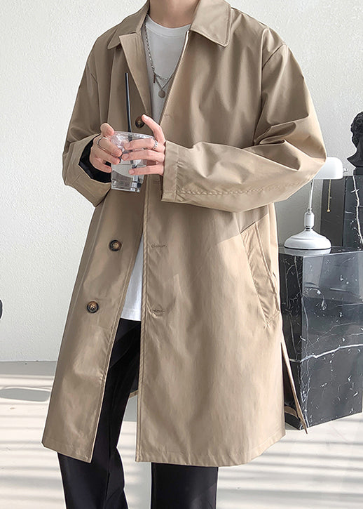 Khaki Pockets Oversized Cotton Spring Coats Peter Pan Collar Yq009