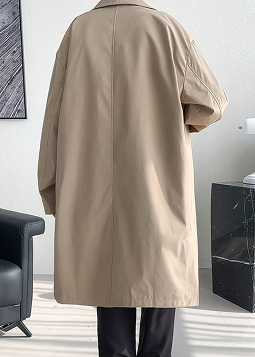Khaki Pockets Oversized Cotton Spring Coats Peter Pan Collar Yq009