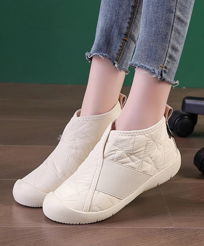 Khaki Splicing Fuzzy Wool Lined Flat Shoes for Wt012