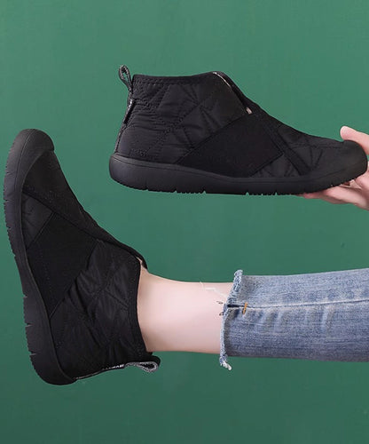 Khaki Splicing Fuzzy Wool Lined Flat Shoes for Wt012