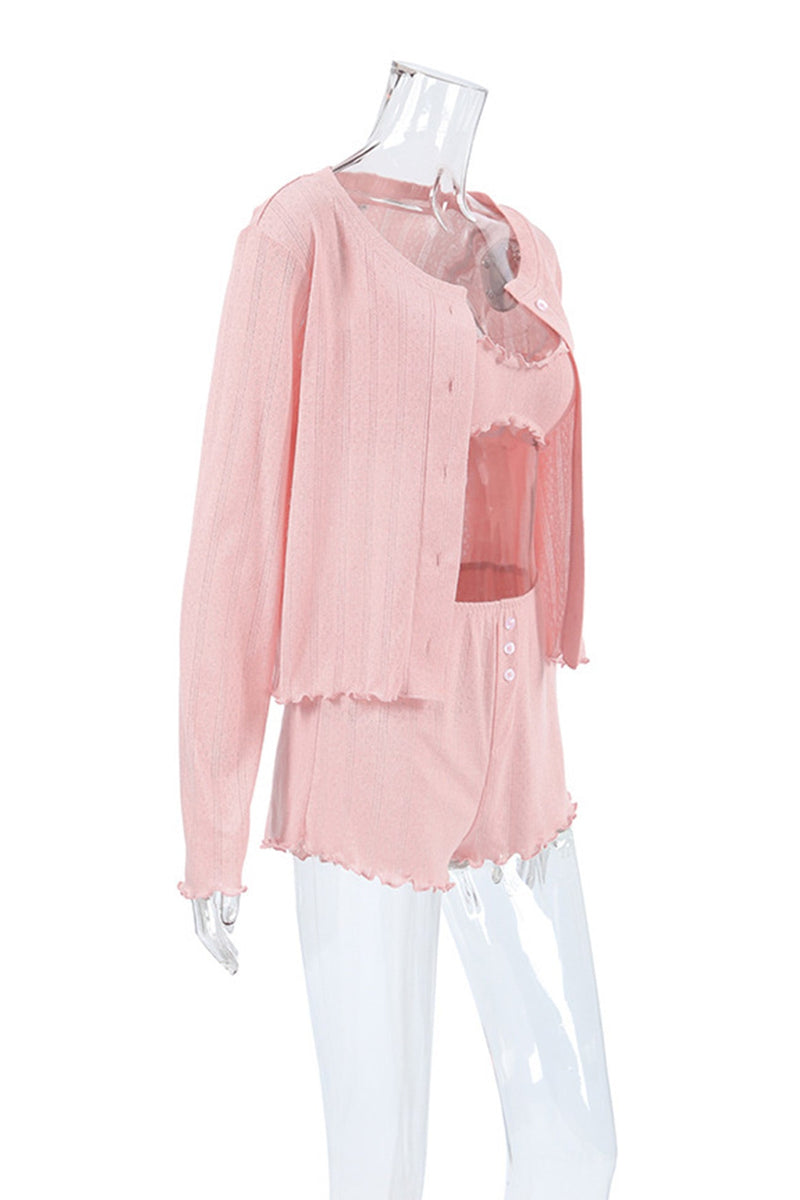 Knitted Cardigan Vest Three-piece Shorts Set