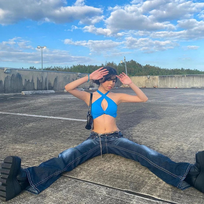 Y2k Grunge Low Waisted Skinny Flare Pants