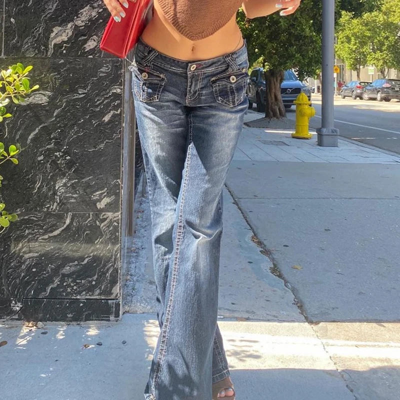Y2k Grunge Low Waisted Skinny Flare Pants