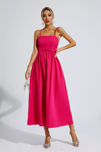 Kyla Rose Red Slip Vacation Maxi Dress
