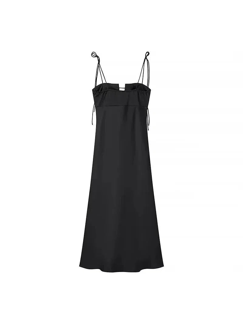 Tied Spaghetti Strap Cutout Flare Maxi Dress