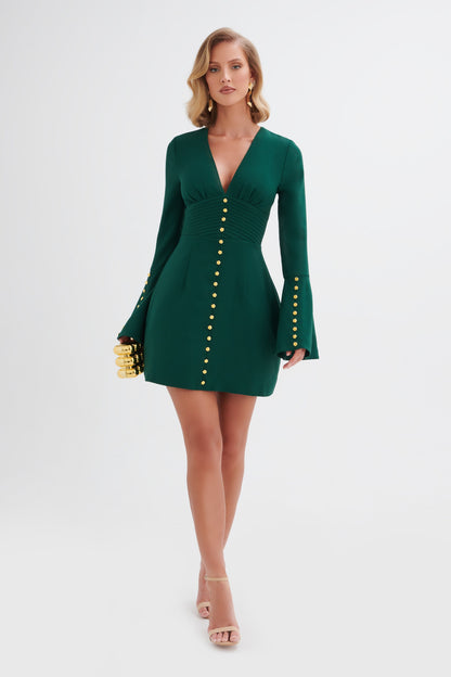 Susan V-neck Flared Sleeve Mini Dress