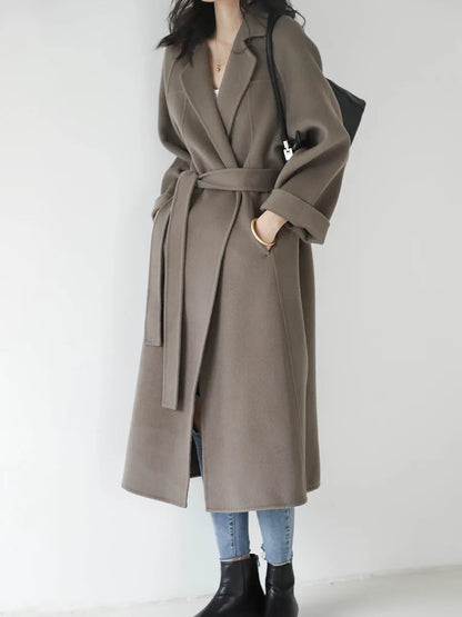 Double Sided Cashmere Medium Knee Loose Autumn Winter Coat