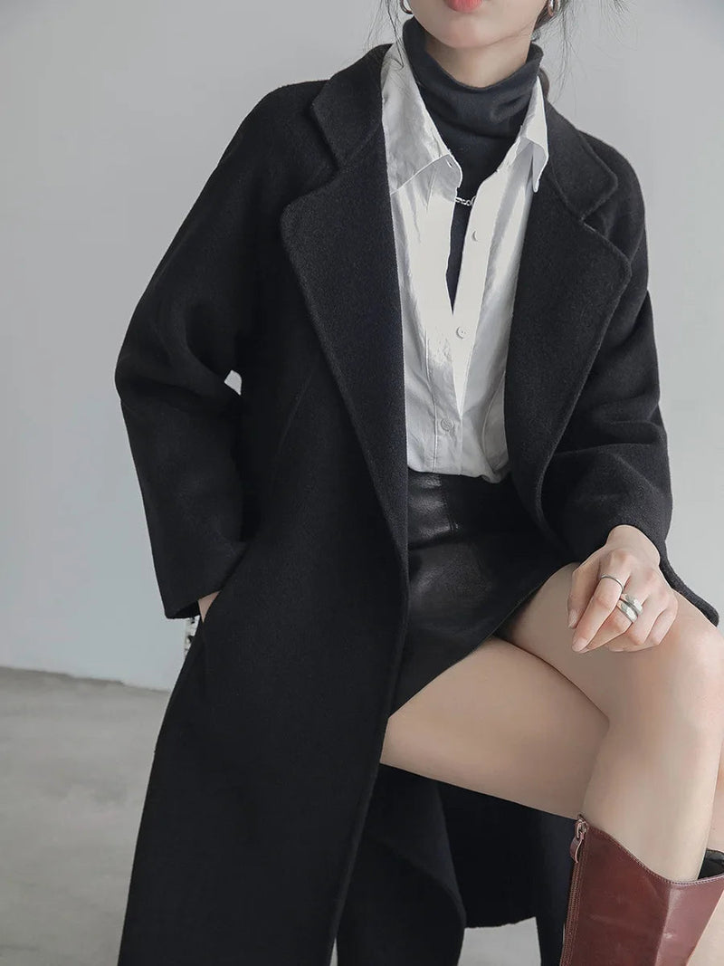 Double Sided Cashmere Medium Knee Loose Autumn Winter Coat