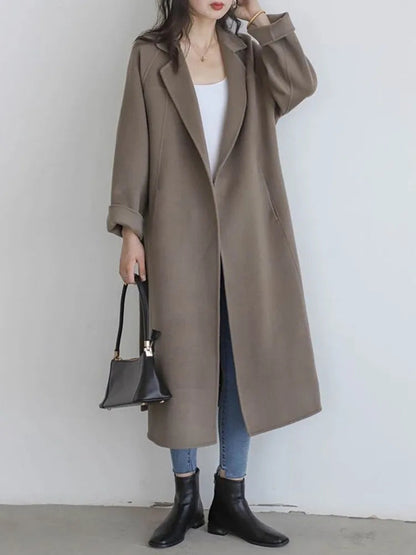 Double Sided Cashmere Medium Knee Loose Autumn Winter Coat