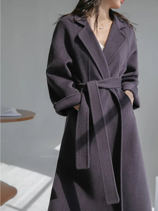 Double Sided Cashmere Medium Knee Loose Autumn Winter Coat