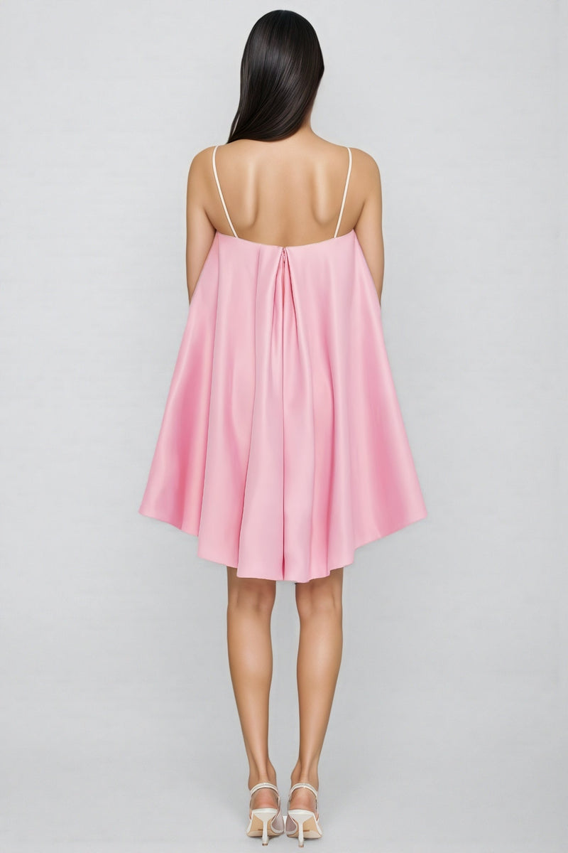 Arlolt Pink Backless 3d Flower Mini Dress