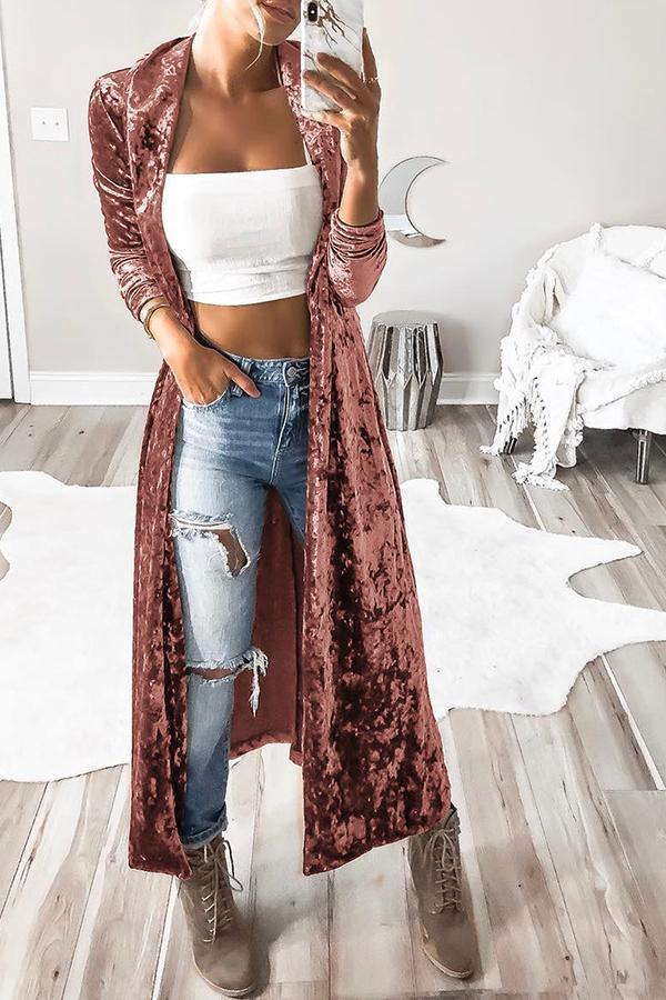 Color Velvet Long Coat