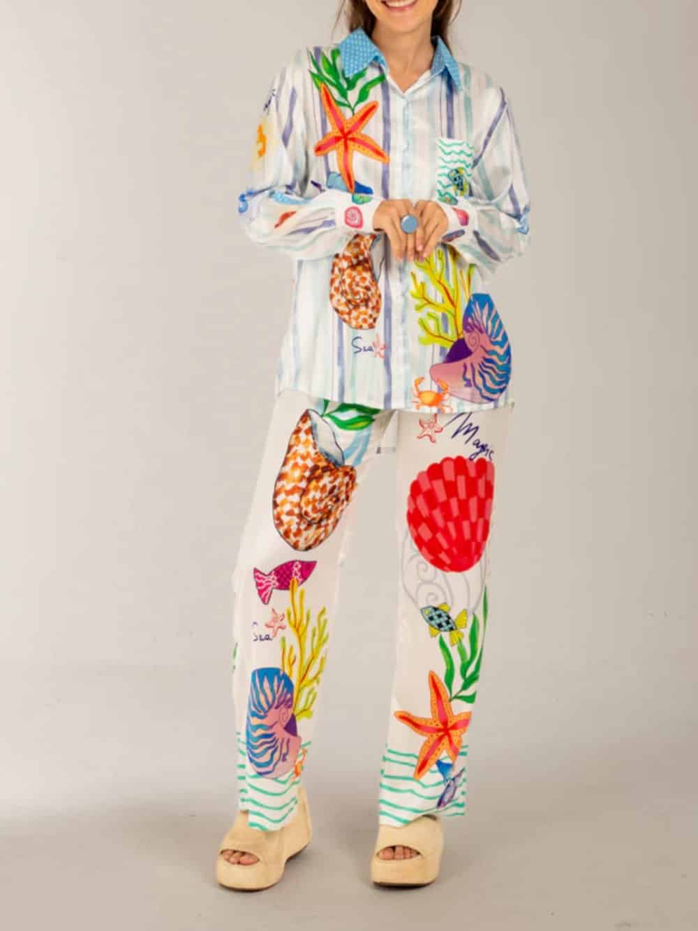 Ocean Print Theme Pants