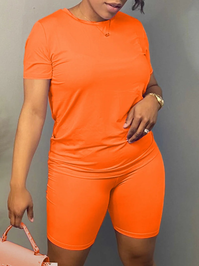Basics Round Neck Regular Fit Shorts Set ’s 2 Piece Fitness Suit