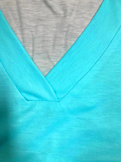 Imitation Denim V Neck Pocket Design ’s T-shirt Dress – Summer Loose Vestidos