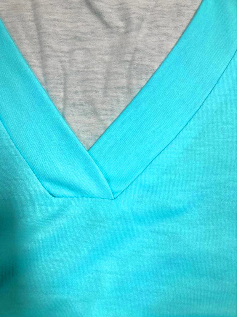 Imitation Denim V Neck Pocket Design ’s T-shirt Dress – Summer Loose Vestidos