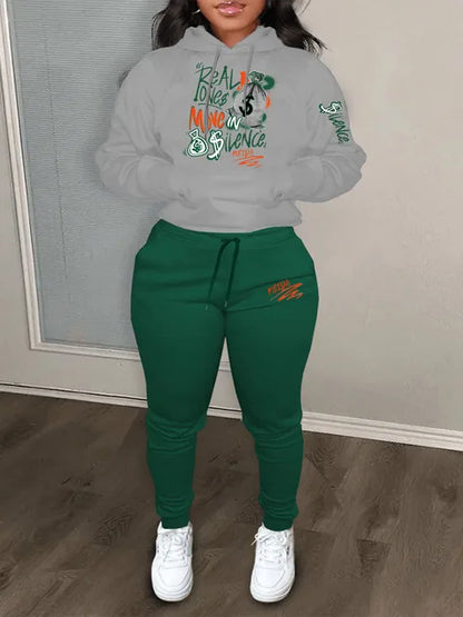 Lips Letter Print Kangaroo Pocket Tracksuit Autumn Winter Long Sleeve Hoodies