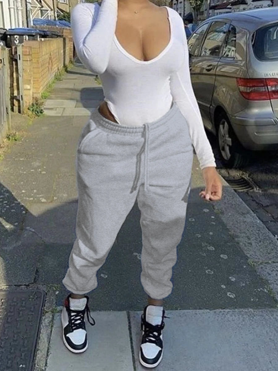 Mid Waist Drawstring Sweatpants Autumn – Comfortable and Stylish