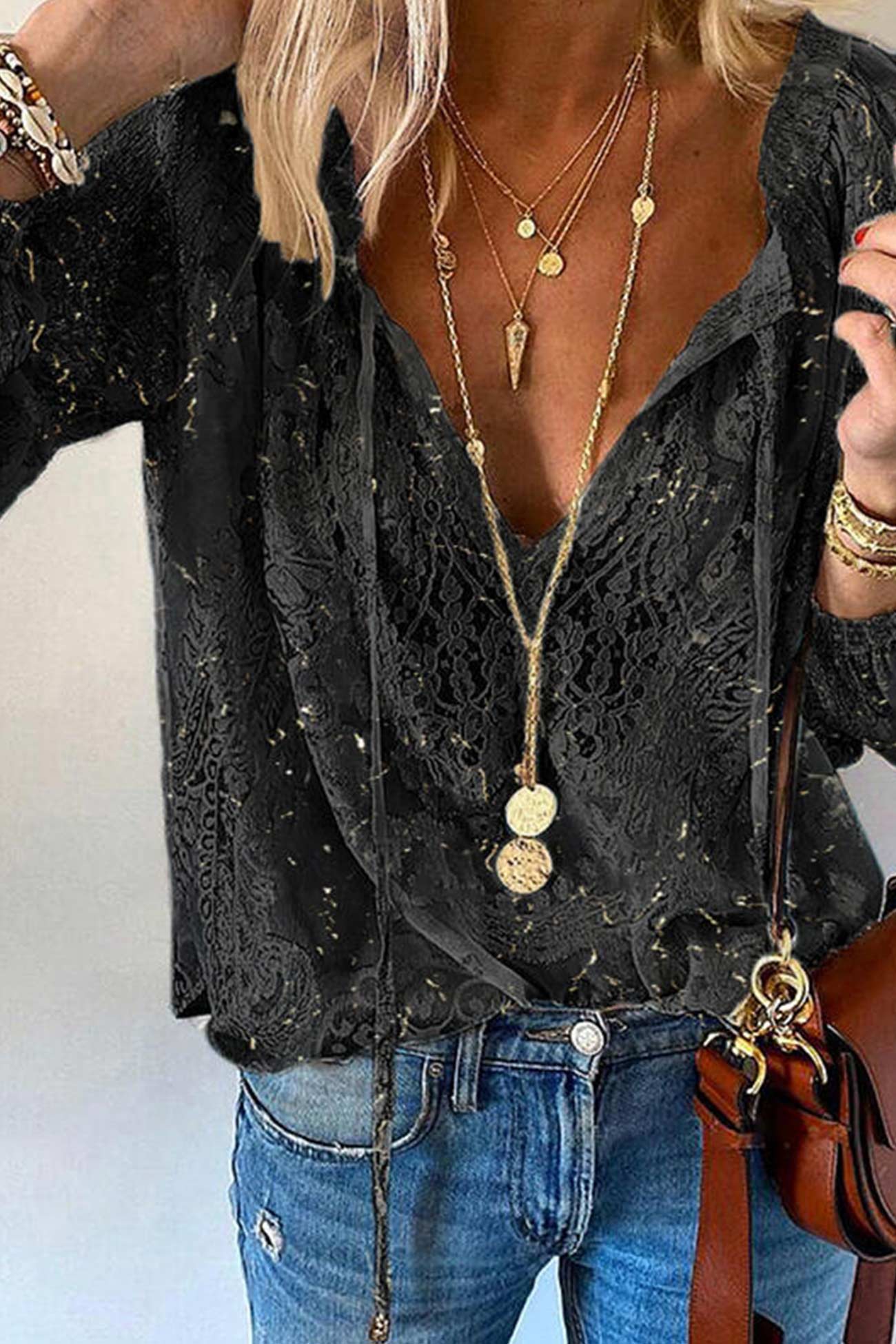 Lace Tie-up Blouse