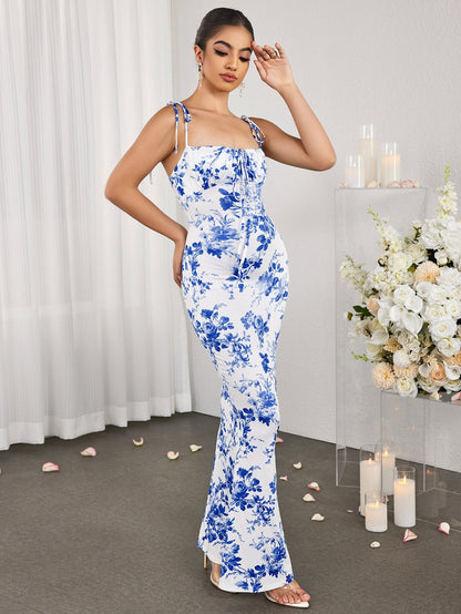 Lace-up Straps Tie Front Bodycon Dress(petite Version)