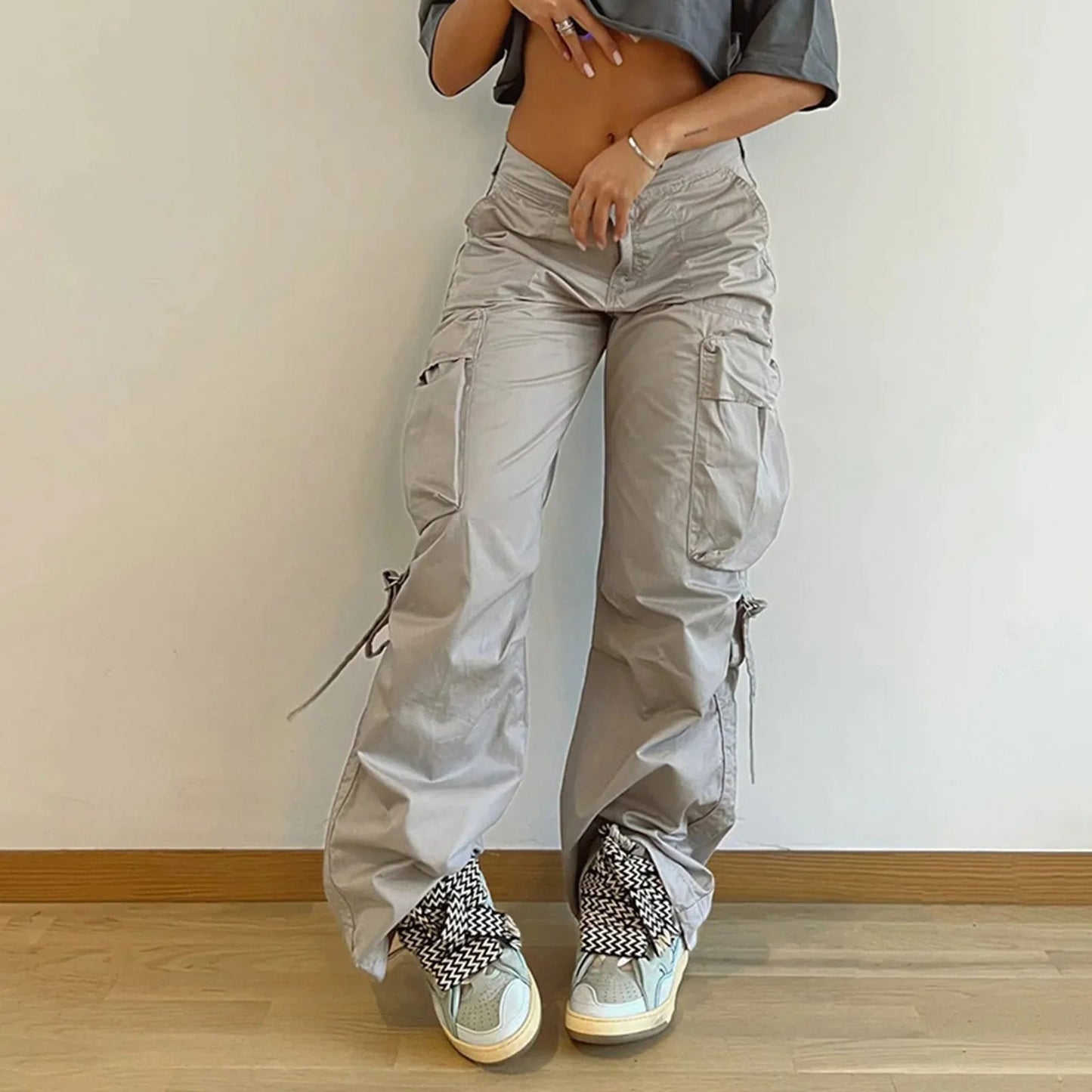 Loose Wide Leg Drawstring Baggy Cargo Sweatpants