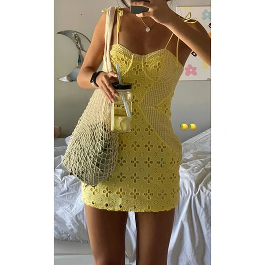 Hollow Spaghetti Mini Dress