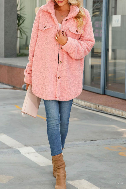 Lapel Single-breasted Plush Coat
