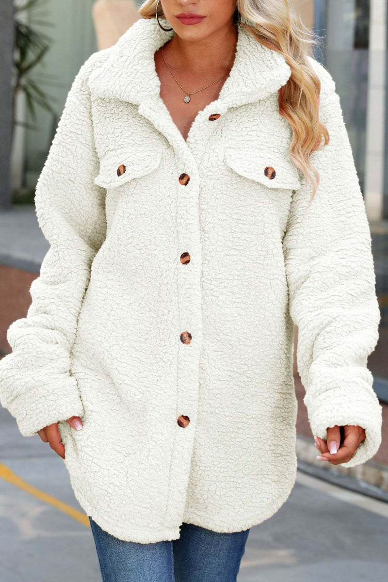 Lapel Single-breasted Plush Coat