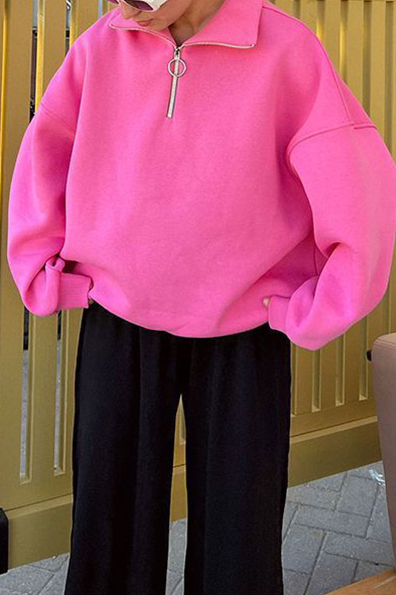 Lapel Zipped Sweatshirt