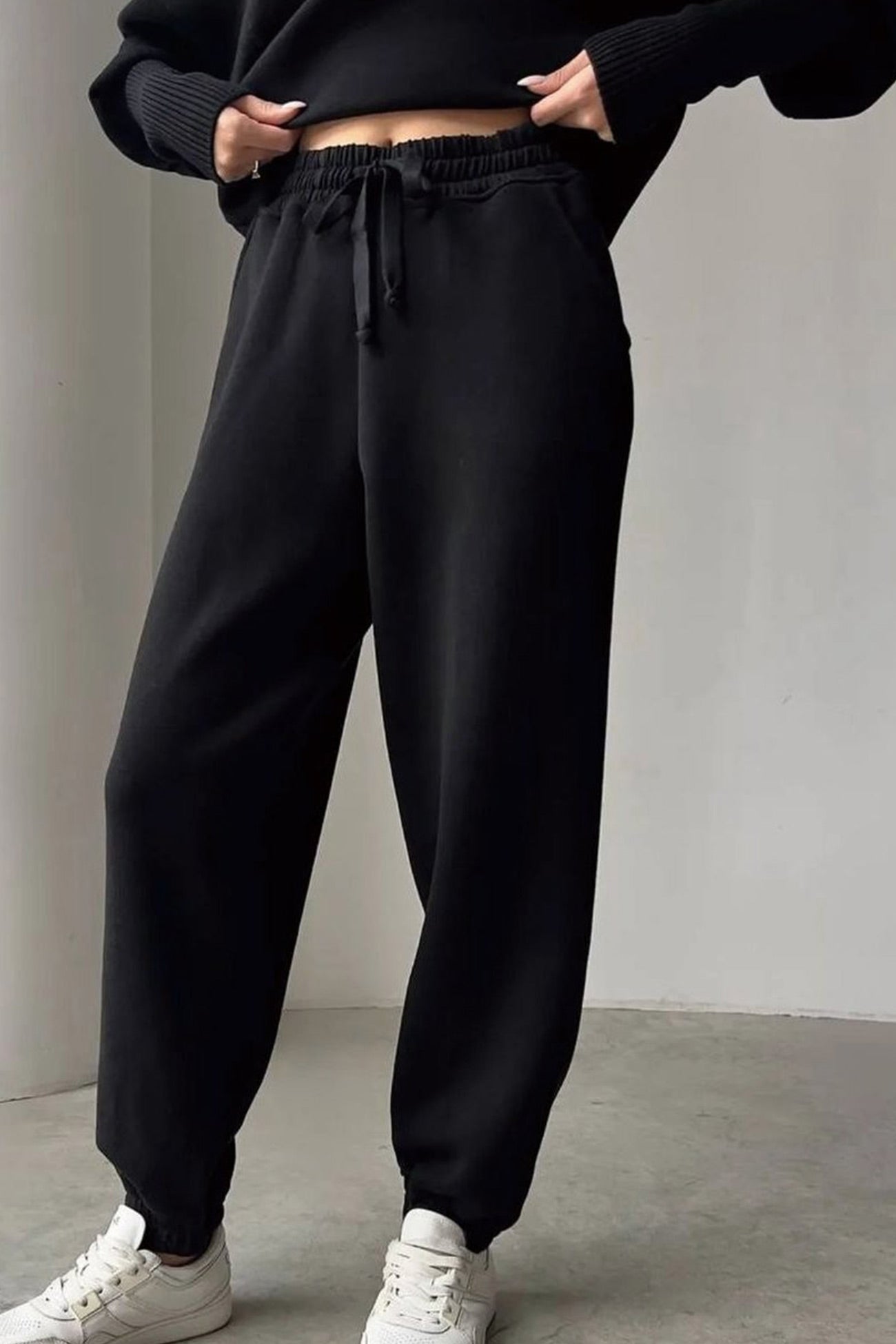 Lapel Zip-up Sweatshirt Set