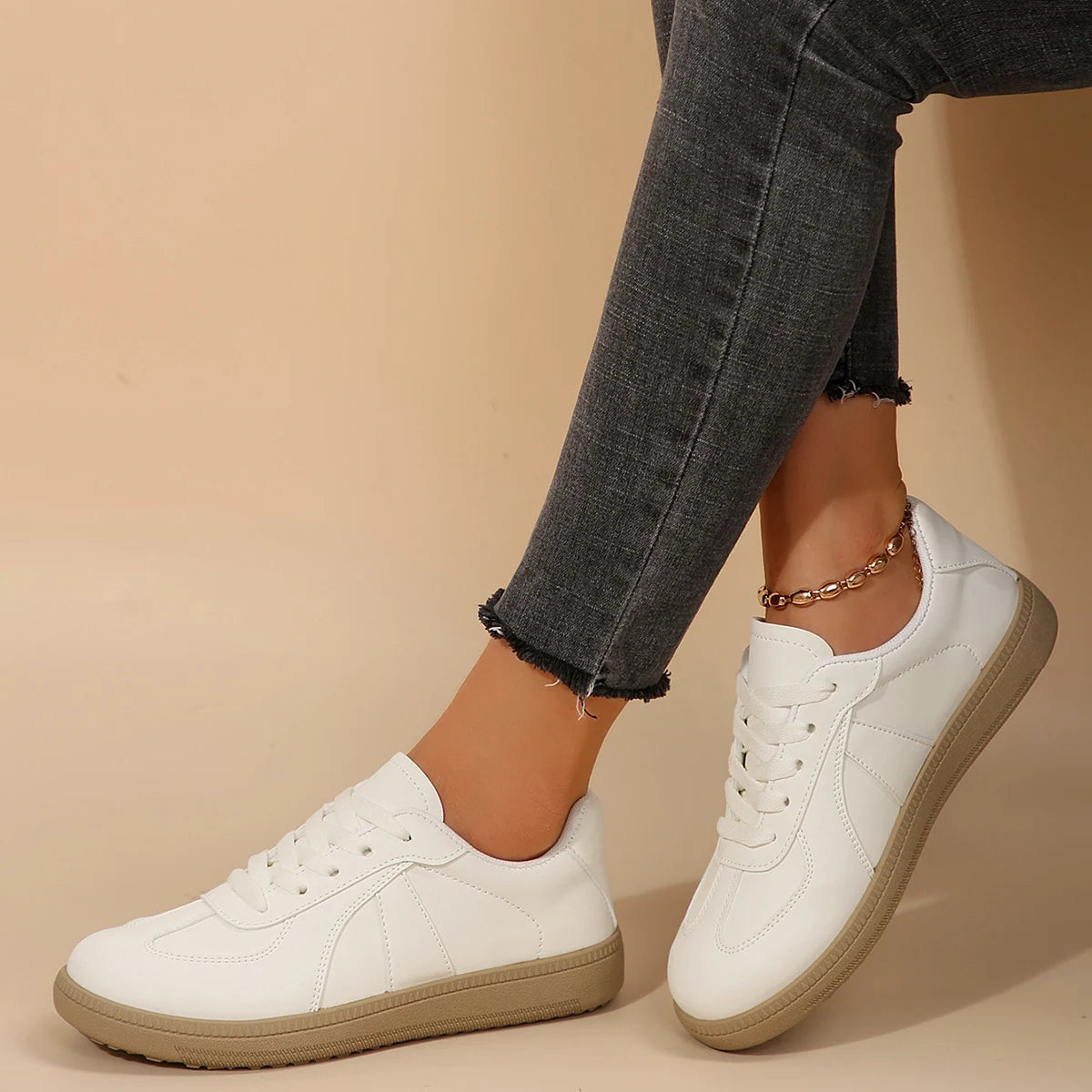 Leather Shoes Design Sneakers Platform Lace-up Shoes Comfortable Vulcanized Shoes Zapatillas Mujer