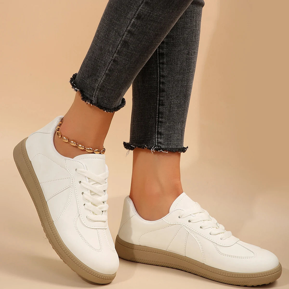 Leather Shoes Design Sneakers Platform Lace-up Shoes Comfortable Vulcanized Shoes Zapatillas Mujer
