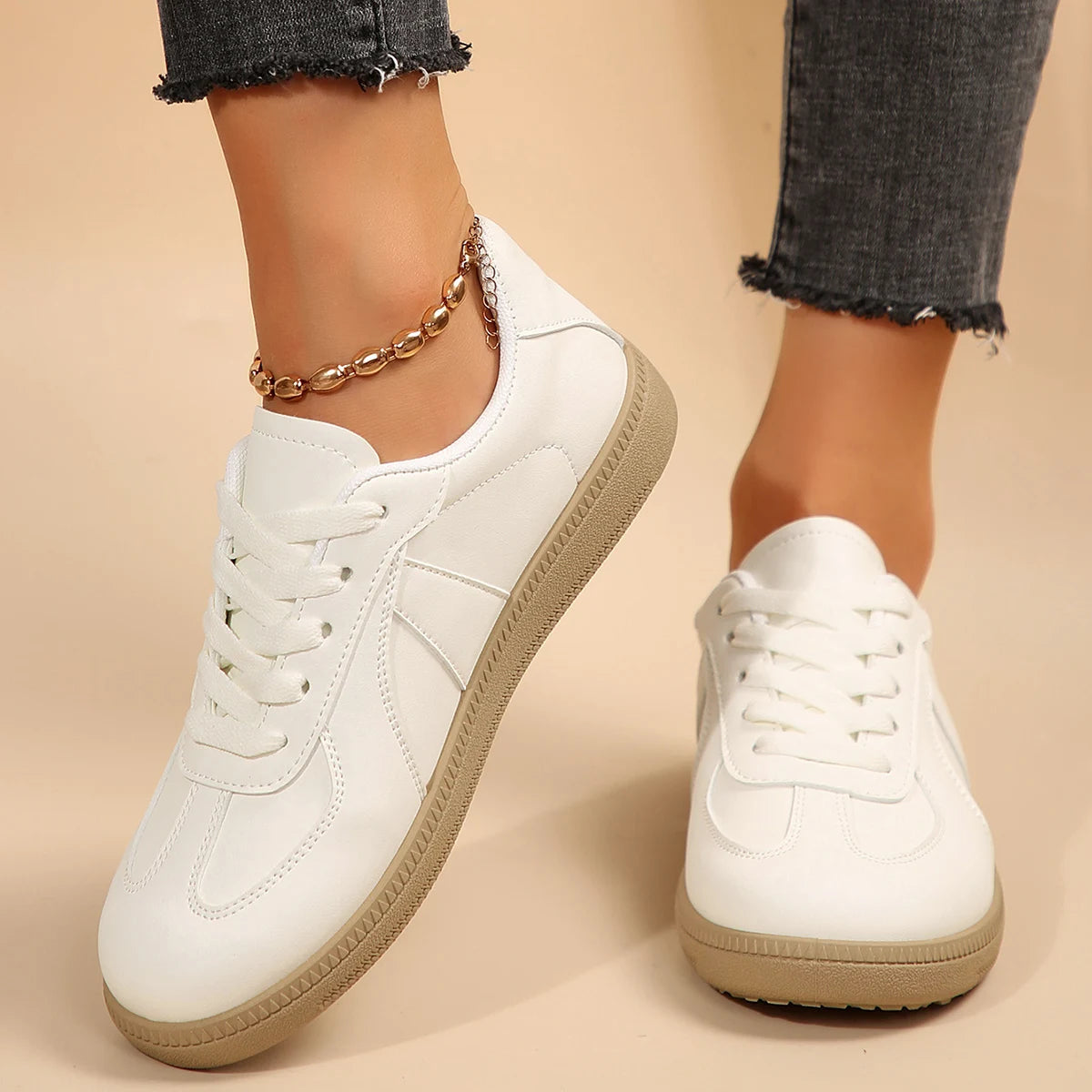Leather Shoes Design Sneakers Platform Lace-up Shoes Comfortable Vulcanized Shoes Zapatillas Mujer