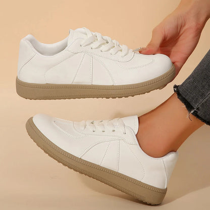 Leather Shoes Design Sneakers Platform Lace-up Shoes Comfortable Vulcanized Shoes Zapatillas Mujer