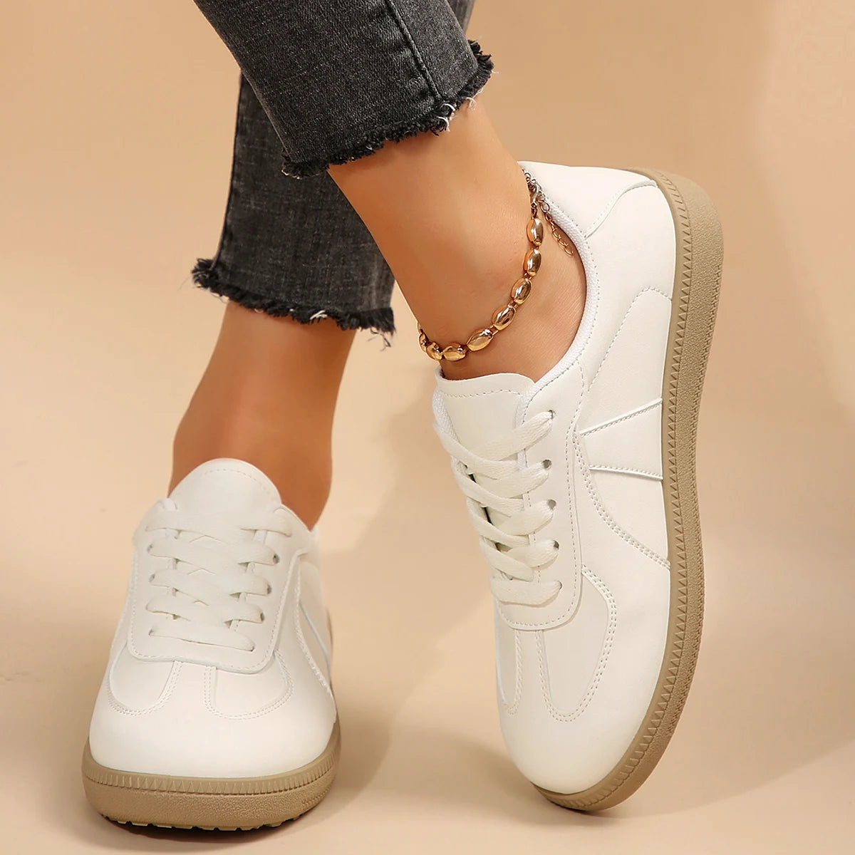 Leather Shoes Design Sneakers Platform Lace-up Shoes Comfortable Vulcanized Shoes Zapatillas Mujer