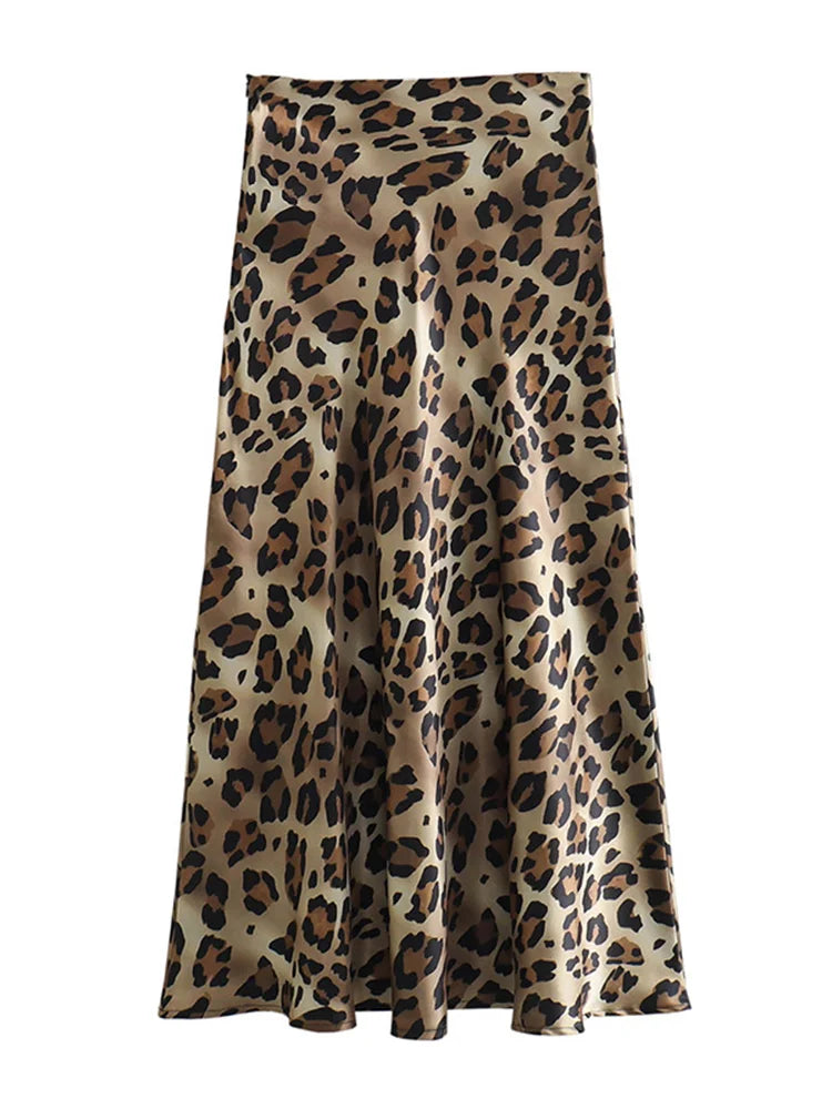 Leopard Print High Waist Slim Midi Beach Holiday Skirt