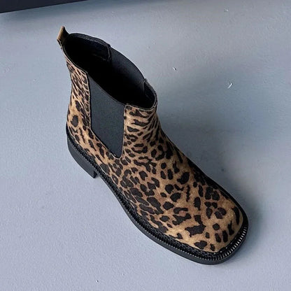 Leopard Print Slip on Western Flats Designer Ankle Boot